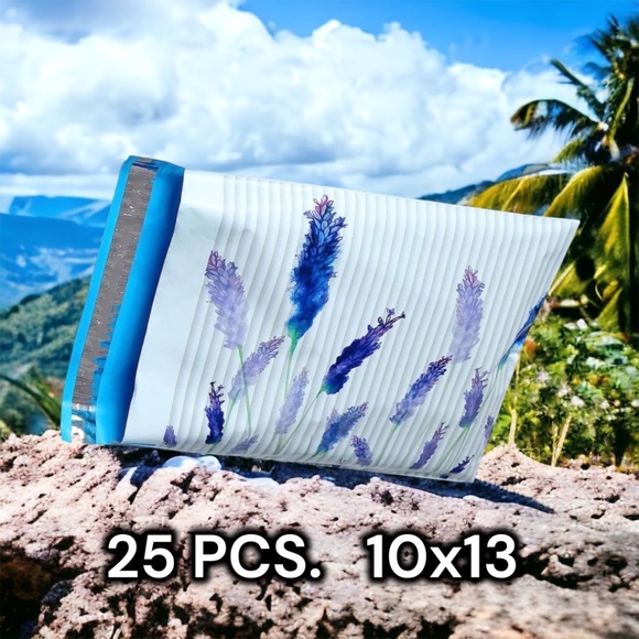 25 10X13 Poly Mailers Lavender Flowers Shipping Envelopes Bags PRICE IS FIRM - Picture 3 of 8